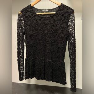 Long Sleeve Lace Peplum Top